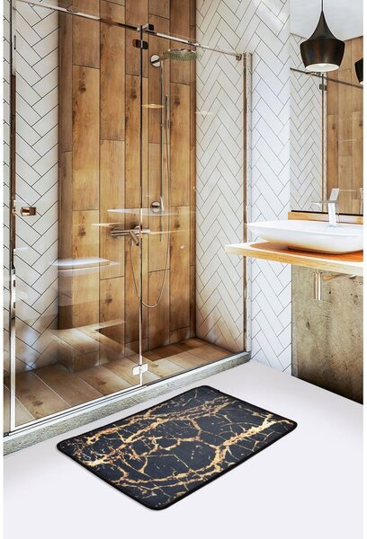 Tappetino da bagno nero/oro 60x40 cm Goldes - Foutastic