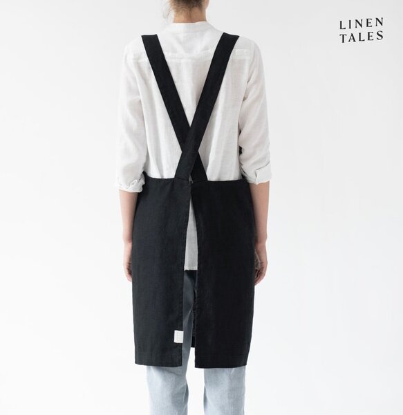 Grembiule in lino Black - Linen Tales