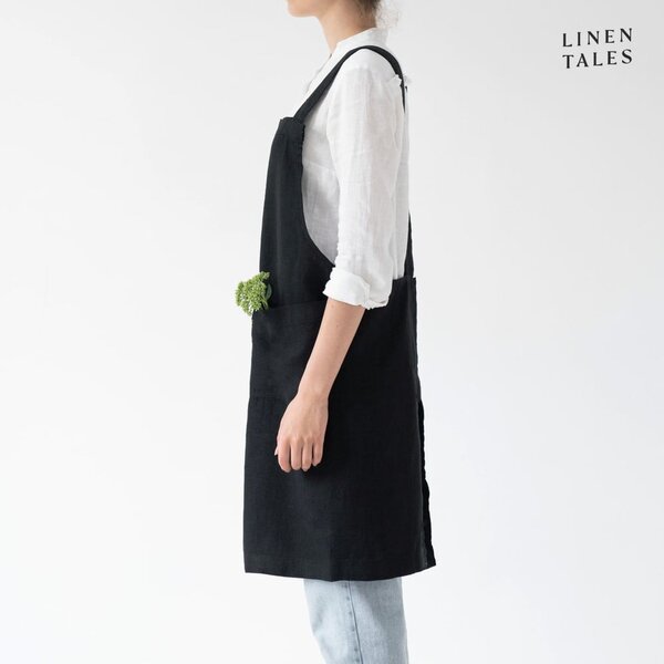 Grembiule in lino Black - Linen Tales