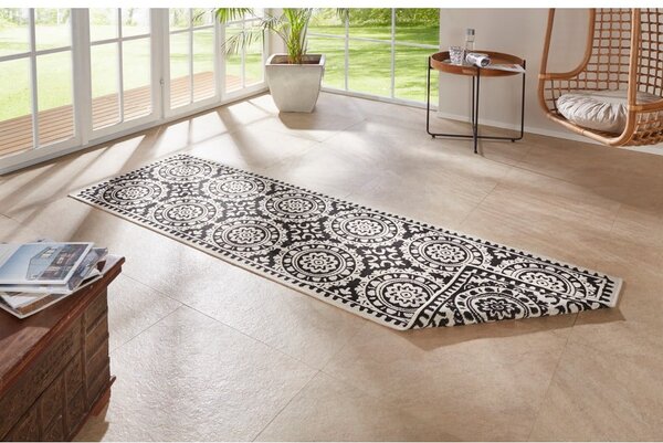 Tappeto da esterno nero e crema , 80 x 250 cm Jardin - NORTHRUGS