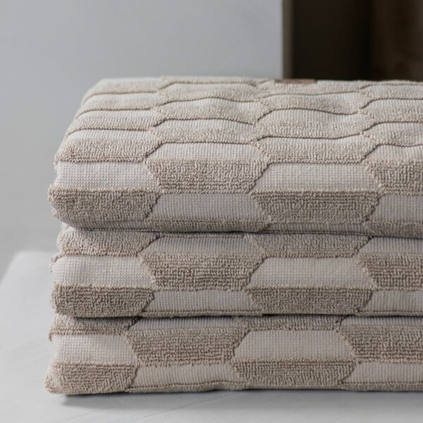 Telo da bagno in cotone beige 70x133 cm Geo - Mette Ditmer Denmark