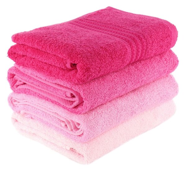 Set di 4 asciugamani da bagno rosa Rose, 70 x 140 cm Rainbow - Foutastic