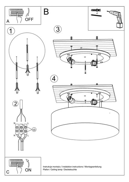 Apparecchio da soffitto nero Atis - Nice Lamps