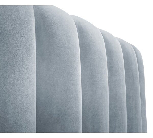 Letto matrimoniale imbottito azzurro con contenitore con griglia 180x200 cm Kelp - Micadoni Home