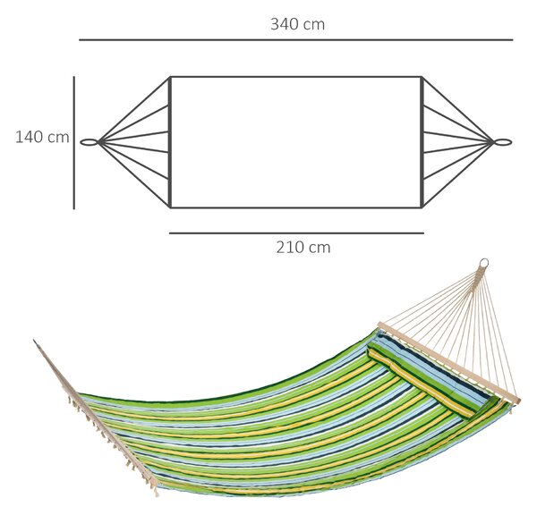 Outsunny Amaca da Giardino per 1-2 Persone Max 300kg da Interni ed Esterni con Cuscino Removibile 400x140cm|Aosom