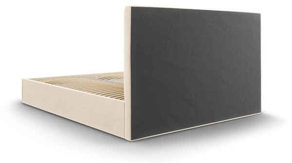 Letto matrimoniale imbottito beige con contenitore con griglia 160x200 cm Juniper - Mazzini Beds