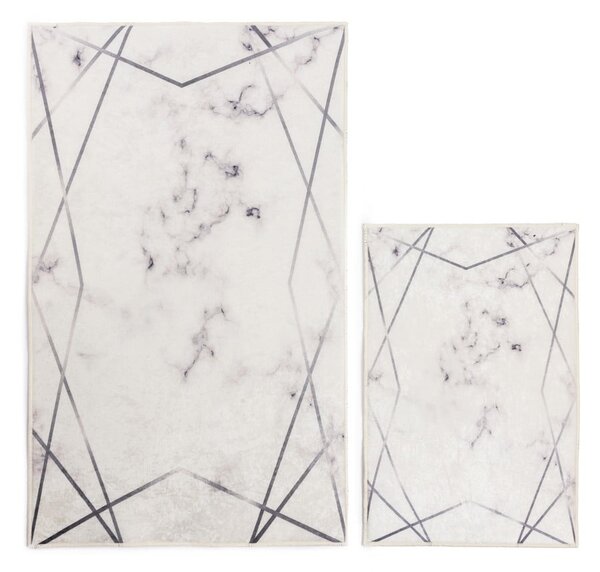 Set di 2 tappetini da bagno bianchi e grigi Mila Home Geometric - Minimalist Home World