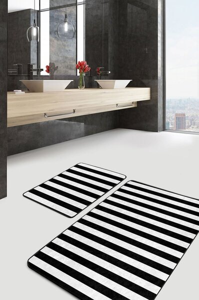 Tappetini da bagno bianco-nero in set da 2 100x60 cm - Minimalist Home World