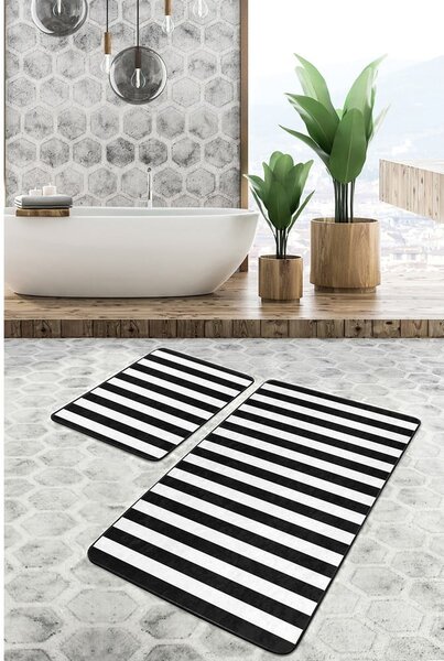 Tappetini da bagno bianco-nero in set da 2 100x60 cm - Minimalist Home World
