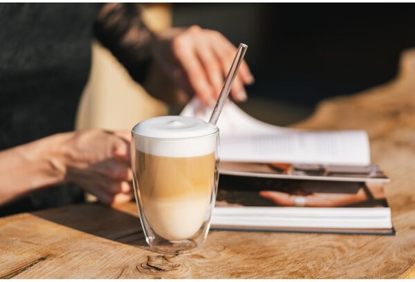 Tazze in set con parete doppia/da latte in vetro 6 pz 350 ml – Vialli Design