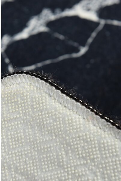 Tappeto da bagno bianco e nero con motivo in marmo Marmo, 60 x 40 cm - Foutastic