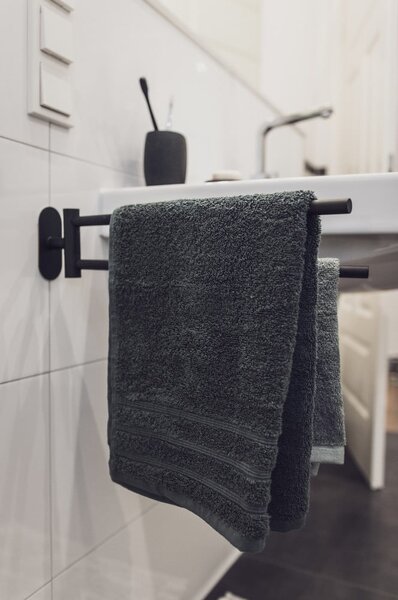 Portasciugamani a parete in acciaio inox nero opaco Bosio - Wenko