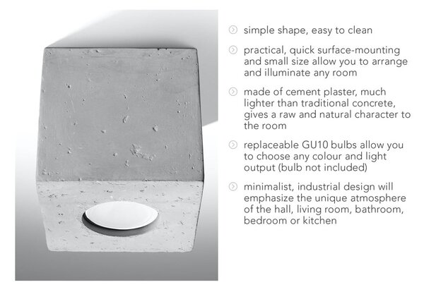 Faretto grigio 10x10 cm Geo – Sollux
