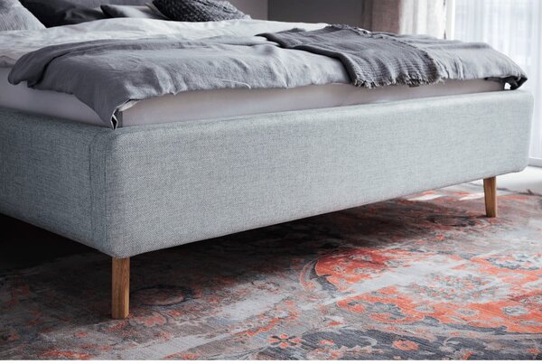 Letto matrimoniale imbottito blu polveroso con contenitore con rete inclusa 180x200 cm Lotte – Meise Möbel