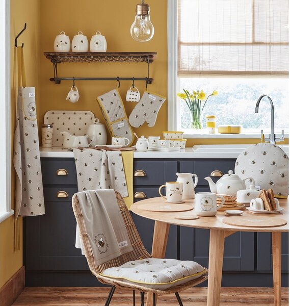 Set di 3 asciugamani da cucina in cotone beige e giallo Bumble Bees Bumblebees - Cooksmart ®