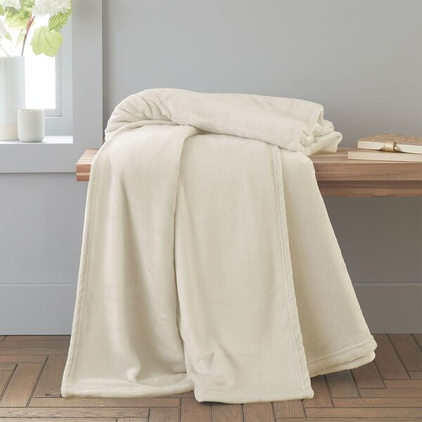 Copriletto in microfelpa crema per letto matrimoniale 200x240 cm Raschel - Catherine Lansfield