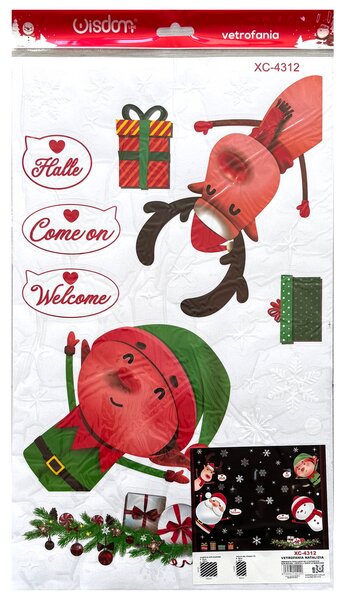 Stickers adesivo di Natale per finestre con personaggi Wisdom