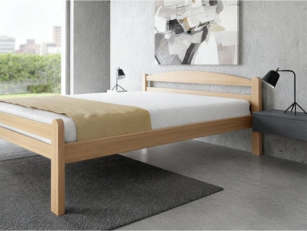 Letto matrimoniale di colore naturale in faggio massiccio con rete inclusa 180x200 cm Bellariva – B.E.S