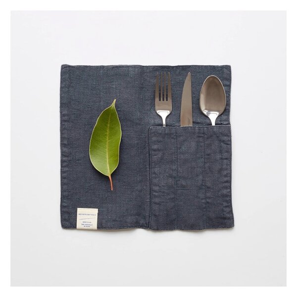 Tasca per posate in lino 2 pz 23x23 cm Dark Grey – Linen Tales