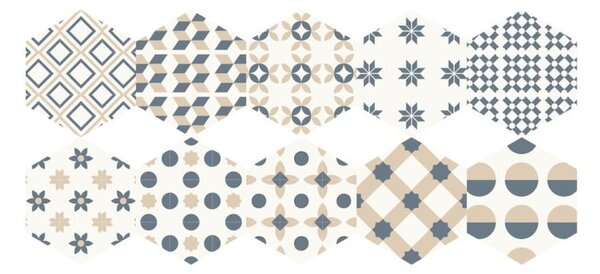 Set di 10 adesivi per pavimenti Esagoni, 20 x 18 cm Gotzone - Ambiance