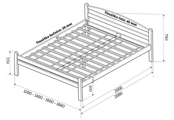Letto matrimoniale di colore naturale in faggio massiccio con rete inclusa 180x200 cm Bellariva – B.E.S