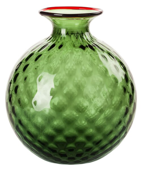 VENINI Vaso Monofiore Verde con Filo Rosso H24,5