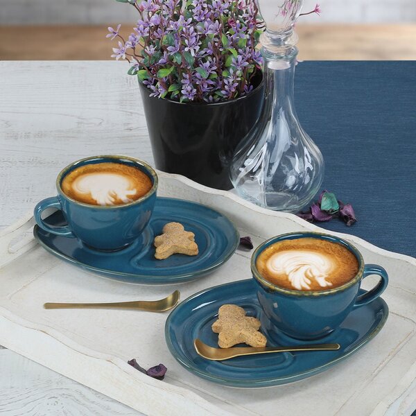 Tazze in ceramica blu scuro in set da 2 pezzi 0,21 l - Hermia