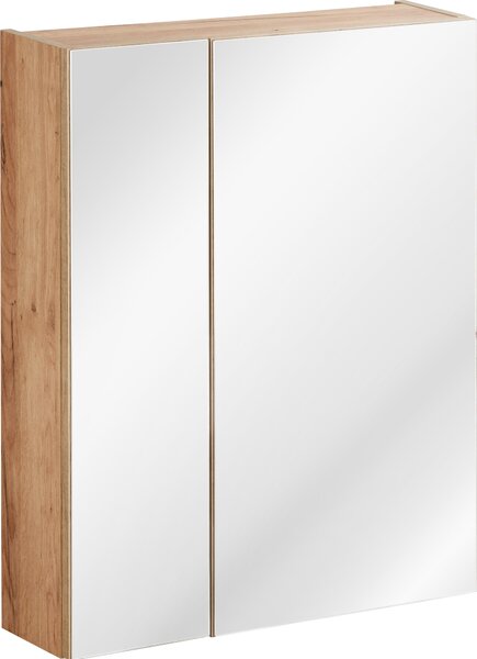 Mobile Bagno Con Specchio 60 Cm Rovere Dorato Craft 2 Ante Moderno
