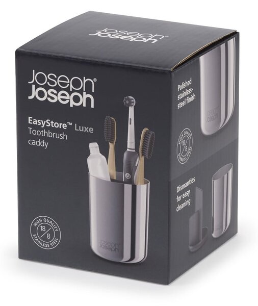 Portaspazzolino in acciaio inox in argento lucido EasyStore Luxe - Joseph Joseph