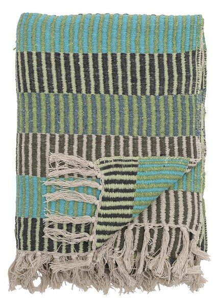 Coperta verde/blu in cotone riciclato 130x160 cm Isnel – Bloomingville