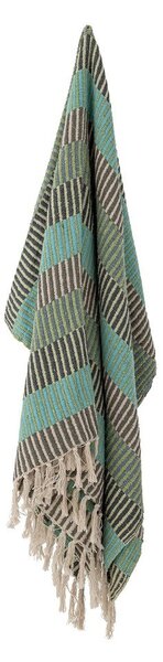 Coperta verde/blu in cotone riciclato 130x160 cm Isnel – Bloomingville
