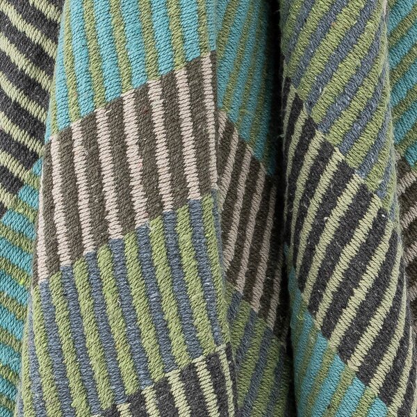 Coperta verde/blu in cotone riciclato 130x160 cm Isnel – Bloomingville