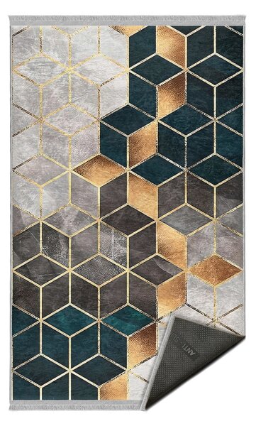 Tappeto lavabile bianco-petrol 120x180 cm Optic - Mila Home