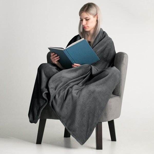 Coperta in microfibra grigio scuro, 150 x 200 cm Mic - DecoKing