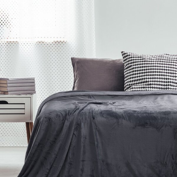 Coperta in microfibra grigio scuro, 150 x 200 cm Mic - DecoKing