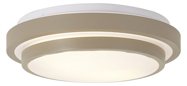 Plafoniera moderna tortora con bianco 34cm 2 luci IP44 - Walden