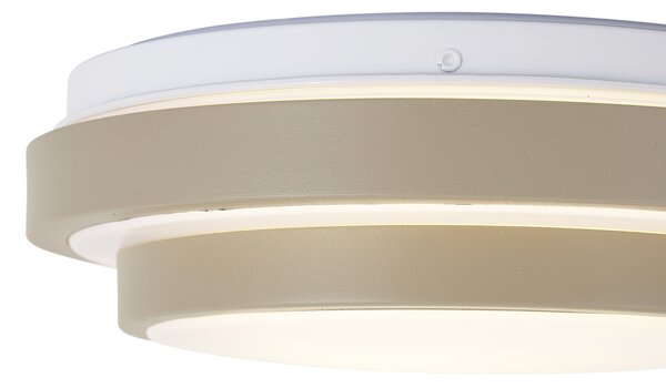 Plafoniera moderna color tortora con bianco 25cm IP44 - Walden