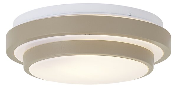 Plafoniera moderna color tortora con bianco 25cm IP44 - Walden
