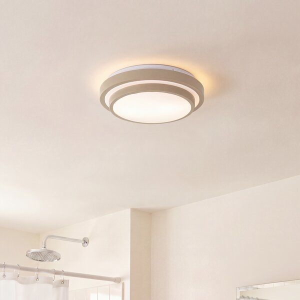 Plafoniera moderna tortora con bianco 34cm 2 luci IP44 - Walden