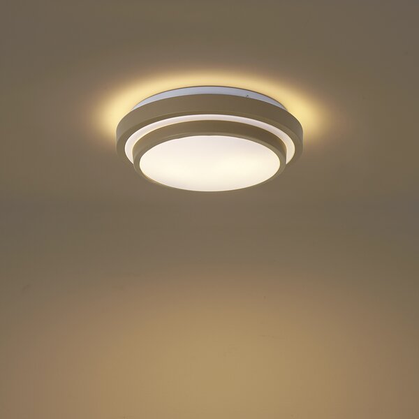 Plafoniera moderna tortora con bianco 34cm 2 luci IP44 - Walden