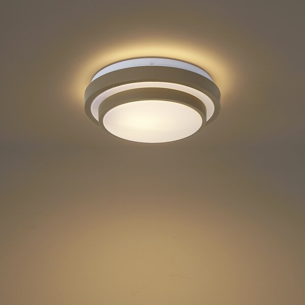 Plafoniera moderna color tortora con bianco 25cm IP44 - Walden