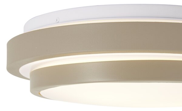 Plafoniera moderna tortora con bianco 34cm 2 luci IP44 - Walden