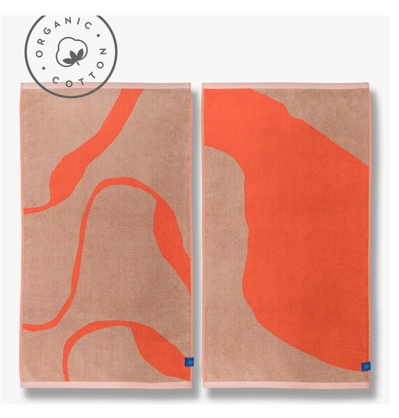 Asciugamani arancio/marrone chiaro in set da 2 in cotone biologico 50x90 cm Nova Arte - Mette Ditmer Denmark