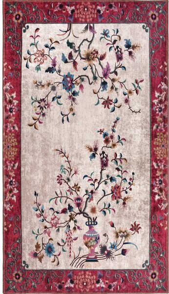 Tappeto lavabile rosso e crema 150x80 cm - Vitaus