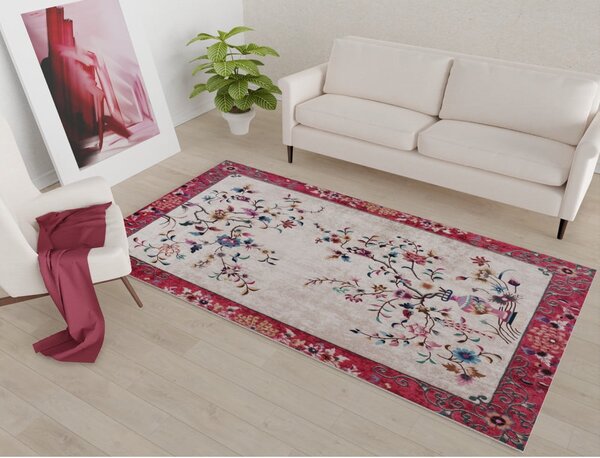 Tappeto lavabile rosso e crema 150x80 cm - Vitaus