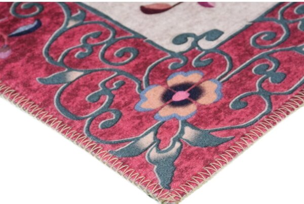 Tappeto lavabile rosso e crema 150x80 cm - Vitaus