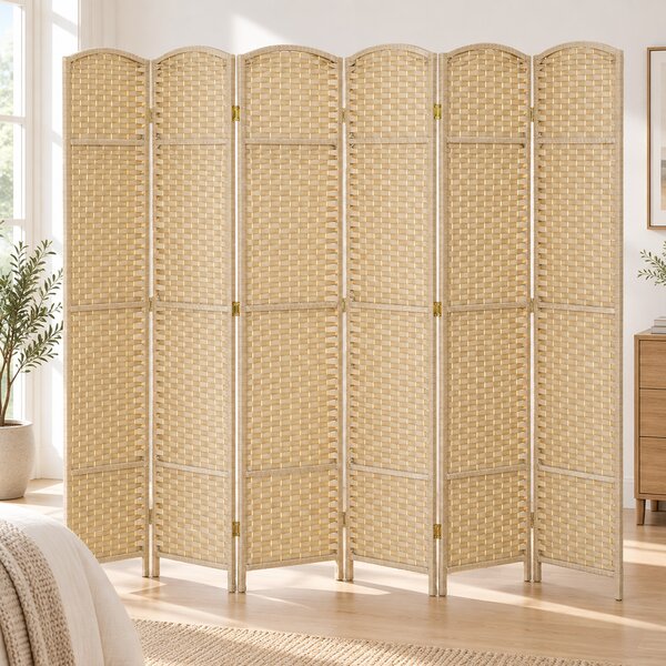 HOMCOM Paravento Divisorio da Interni Pieghevole a 6 Ante Intrecciato, 240x170 cm, Beige | Aosom Italy