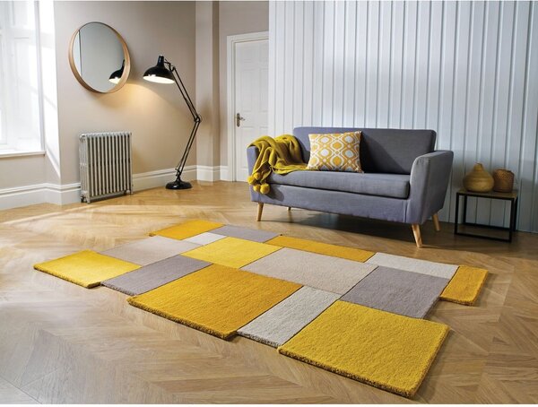 Tappeto in lana giallo/beige 120x180 cm Collage - Flair Rugs