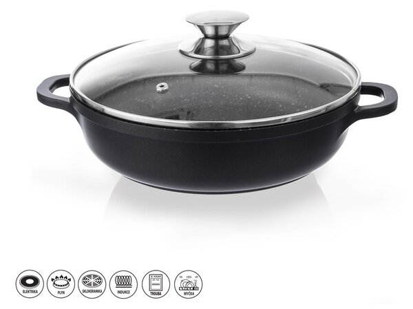 Casseruola antiaderente Pfluon Granit con coperchio in vetro , ⌀ 24 cm Grande - Orion