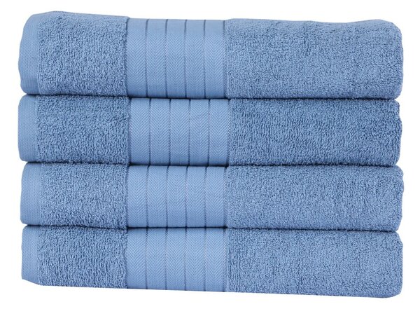 Set di 4 asciugamani in cotone blu 50x100 cm - Good Morning